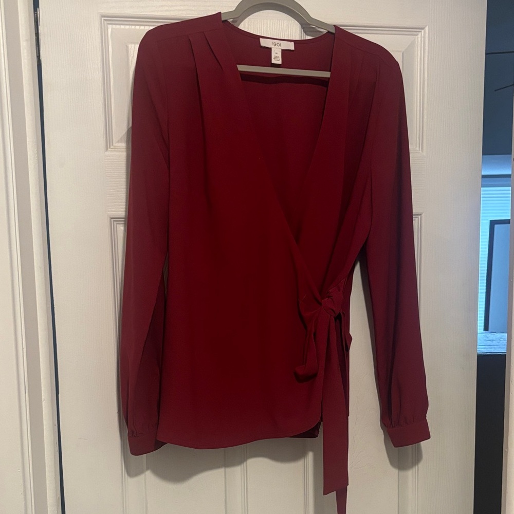 1901 Burgundy Wrap Blouse
